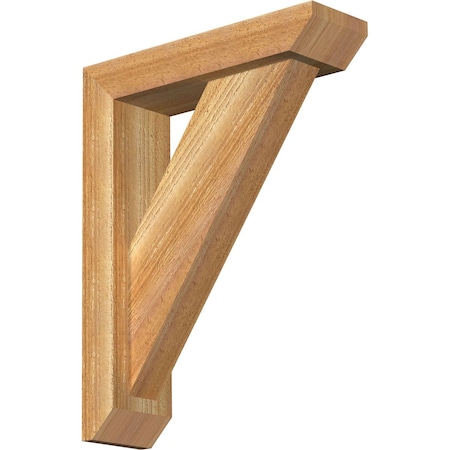 Ekena Millwork Traditional Slat Rough Sawn Bracket w/ Offset Brace, Western Red Cedar, 4"W x 14"D x 18"H BKT0402X14X18TRA06RWR